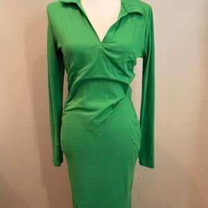 Haute Monde Vibrant Green Long Sleeve Dress